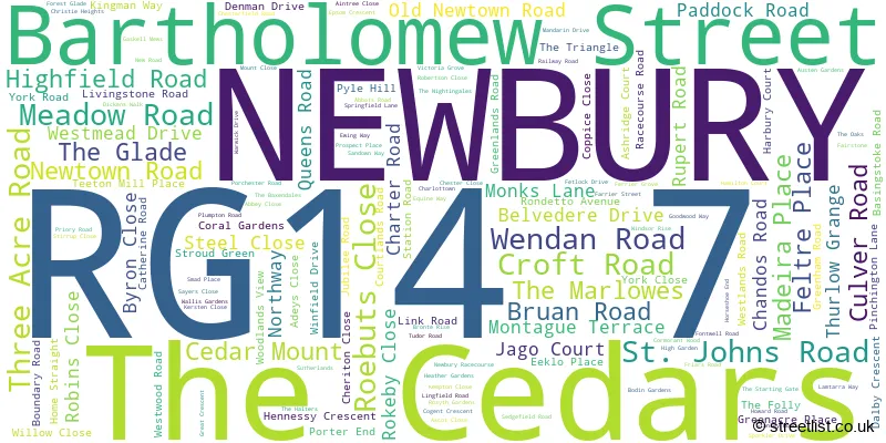 A word cloud for the RG14 7 postcode